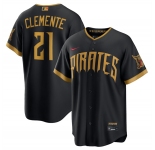 Men's Pittsburgh Pirates #21 Roberto Clemente Black 2026 City Connect Stadium Stitched Stitched Baseball Jersey