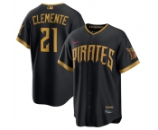 Men's Pittsburgh Pirates #21 Roberto Clemente Black 2026 City Connect Stadium Stitched Stitched Baseball Jersey