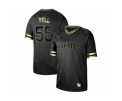 Men's Pittsburgh Pirates #55 Josh Bell Authentic Black Gold Fashion Baseball Jersey