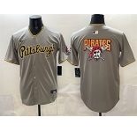 Men's Pittsburgh Pirates Team Big Logo Gray Limited Stitched Baseball Jersey