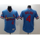 Men St. Louis Cardinals #4 Yadier Molina Majestic Blue Flexbase Authentic Collection Player Jersey