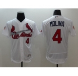 Men St. Louis Cardinals #4 Yadier Molina White Stars & Stripes 2016 Independence Day Flex Base Jersey