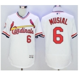 Men St. Louis Cardinals #6 Stan Musial Majestic White Flexbase Authentic Cooperstown Collection Player Jersey