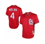 Men's Mitchell and Ness St. Louis Cardinals #4 Yadier Molina Authentic Red Throwback MLB Jersey