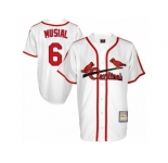 Men's Mitchell and Ness St. Louis Cardinals #6 Stan Musial Replica White Throwback MLB Jersey