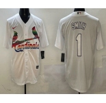 Men's St Louis Cardinals #1 Ozzie Smith White Mexico Cool Base Stitched Jersey