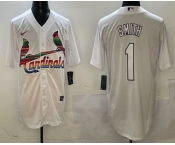 Men's St Louis Cardinals #1 Ozzie Smith White Mexico Cool Base Stitched Jersey