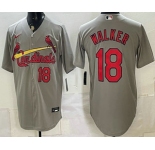 Men's St Louis Cardinals #18 Jordan Walker Grey Stitched Jersey