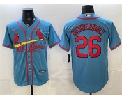 Men's St. Louis Cardinals #26 JJ Wetherholt Blue Cool Base Stitched Baseball Jersey