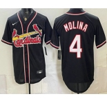 Men's St Louis Cardinals #4 Yadier Molina 2026 Black Fashion Cool Base Jersey