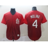 Men's St. Louis Cardinals #4 Yadier Molina Red Fade Stitched Baseball Jersey