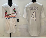 Men's St Louis Cardinals #4 Yadier Molina White Mexico Cool Base Stitched Jersey
