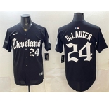 Men's Cleveland Guardians #24 Chase DeLauter Black Gothic Vapor Premier Limited Stitched Baseball Jersey