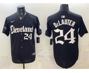 Men's Cleveland Guardians #24 Chase DeLauter Black Gothic Vapor Premier Limited Stitched Baseball Jersey