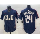 Men's Cleveland Guardians #24 Chase DeLauter Navy 2024 City Connect Limited Stitched Baseball Jersey