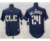 Men's Cleveland Guardians #24 Chase DeLauter Navy 2024 City Connect Limited Stitched Baseball Jersey