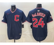 Men's Cleveland Guardians #24 Chase DeLauter Navy Limited Stitched Baseball Jersey