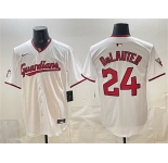 Men's Cleveland Guardians #24 Chase DeLauter White Home Limited Stitched Baseball Jersey