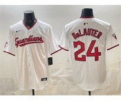 Men's Cleveland Guardians #24 Chase DeLauter White Home Limited Stitched Baseball Jersey