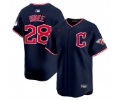 Men's Cleveland Guardians #28 Tanner Bibee Navy 2025 Alternate Limited Stitched Baseball Jersey