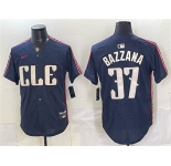 Men's Cleveland Guardians #37 Travis Bazzana Navy 2024 City Connect Limited Stitched Baseball Jersey