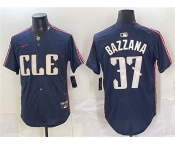 Men's Cleveland Guardians #37 Travis Bazzana Navy 2024 City Connect Limited Stitched Baseball Jersey