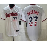 Men's Cleveland Guardians #37 Travis Bazzana White USA 250 Fourth of July Home Stitched Jersey