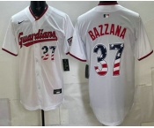 Men's Cleveland Guardians #37 Travis Bazzana White USA 250 Fourth of July Home Stitched Jersey