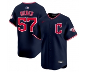 Men's Cleveland Guardians #57 Shane Bieber Navy 2025 Alternate Limited Stitched Baseball Jersey