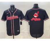 Men's Cleveland Guardians Team Big Logo 2026 Fashion Replica Black Out Stitched Baseball Jersey
