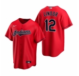 Men's Nike Cleveland Indians #12 Francisco Lindor Red Alternate Stitched Baseball Jersey