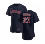 Men's Nike Cleveland Indians #23 Daniel Johnson Navy Alternate 2020 Authentic Player Baseball Jersey