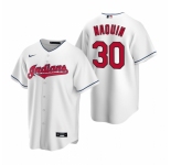 Men's Nike Cleveland Indians #30 Tyler Naquin White Home Stitched Baseball Jersey