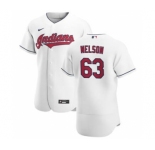 Men's Nike Cleveland Indians #63 Kyle Nelson White Home 2020 Authentic Team Baseball Jersey