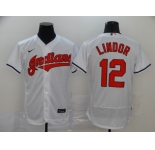 Nike Men's Cleveland Indians #12 Francisco Lindor White Home Flex Base Authentic Collection Baseball Jersey