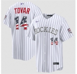 Men's Colorado Rockies #14 Ezequiel Tovar White 2026 USA 250 Fourth of July Home Stitched Baseball Jersey