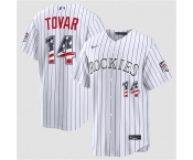 Men's Colorado Rockies #14 Ezequiel Tovar White 2026 USA 250 Fourth of July Home Stitched Baseball Jersey