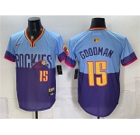 Men's Colorado Rockies #15 Hunter Goodman Purple Light Blue 2025 City Connect Limited Stitched Baseball Jersey