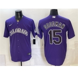 Men's Colorado Rockies #15 Hunter Goodman Purple Stitched Baseball Jersey