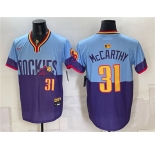Men's Colorado Rockies #31 Jake McCarthy Purple Light Blue 2025 City Connect Limited Stitched Baseball Jersey