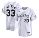 Men's Colorado Rockies #33 Larry Walker White Home Limited Stitched Baseball Jersey