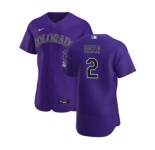 Men's Nike Colorado Rockies #2 Yonathan Daza Purple Alternate 2020 Authentic Player Baseball Jersey