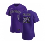 Men's Nike Colorado Rockies #22 Sam Hilliard Purple Alternate 2020 Authentic Player Baseball Jersey