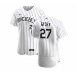 Men's Nike Colorado Rockies #27 Trevor Story White Home 2020 Authentic Player Baseball Jersey