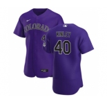 Men's Nike Colorado Rockies #40 Tyler Kinley Purple Alternate 2020 Authentic Player Baseball Jersey