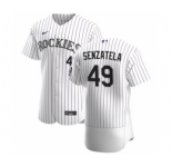 Men's Nike Colorado Rockies #49 Antonio Senzatela White Home 2020 Authentic Player Baseball Jersey