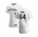 Men's Nike Colorado Rockies #64 Phillip Diehl White Home 2020 Authentic Player Baseball Jersey