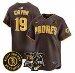 Men San Diego Padres #19 Tony Gwynn Brown Tony Gwynn 26 Faithful Patch Limited Stitched Baseball Jersey