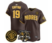 Men San Diego Padres #19 Tony Gwynn Brown Tony Gwynn 26 Faithful Patch Limited Stitched Baseball Jersey