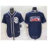 Men San Diego Padres Navy Team Big Logo Cool Base Stitched Baseball Jersey 6
